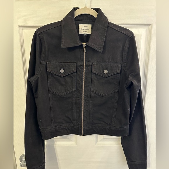 Reformation Romy Denim Jacket Black L - Picture 1 of 4